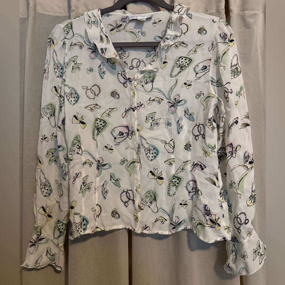 Coquette Girlie Print Women's Silk Top